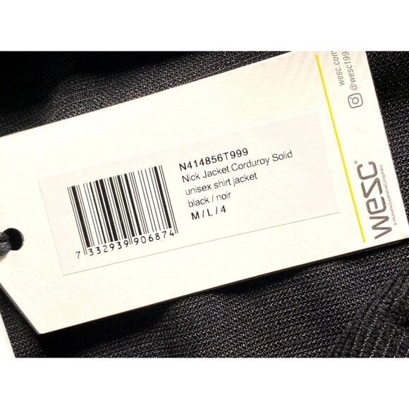 NWT Wesc Unisex Black Corduroy Shirt Jacket Mens M / womens L unisex - Picture 6 of 10